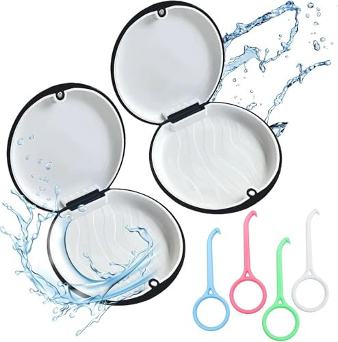 Scettar 2 pezzi Porta Dentiera,Porta Apparecchio Denti,Apparecchi Magnetici Porta Protesi Dentale per Dentiere con 4 Rimuovitori di Apparecchi Ortodontici(nero)