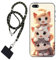 WUACYEAMING Coque pour iPhone 5/5S/SE(2016),Transparent Doux TPU Silicone Étui pour téléphone Portable Étui Flexible Mignon Chats+1*Universelle Cordon Telephone Portable