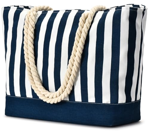 oscaurt Strandtasche Groß Damen Tote Bag Umhängetasche Handtasche Badetasche XXL Familie Wasserdicht Schwimmtasche Tragetasche Strandtasche mit Reißverschluss Urlaub zubehör (Dunkelblau-A)