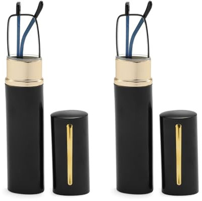 OWTXIS Blaulichtblockierende Lesebrille - Schlanke Taschenlesebrille mit Stiftclip-Etui Mini Leichtgewicht Brillen (2 Schwarz, +2.50)