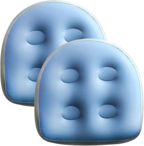 Bimhayuu Aufblasbarer Sitzerhöhung, 47 x 37 x 15 cm, Badewannensitzkissen, Rückenstütze, aufblasbarer Whirlpool-Sitz mit Saugnapf, Whirlpool-Sitz, PVC, Blau, 2 Stück