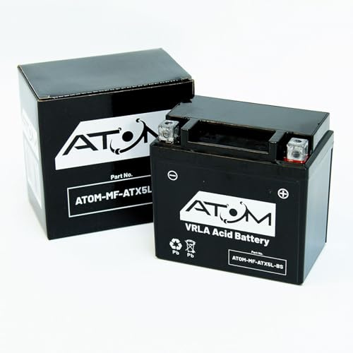 ATX5L-BS - Atom Sport Motorcycle Battery Maintenance Free High Cranking Power 12V 5 Ah