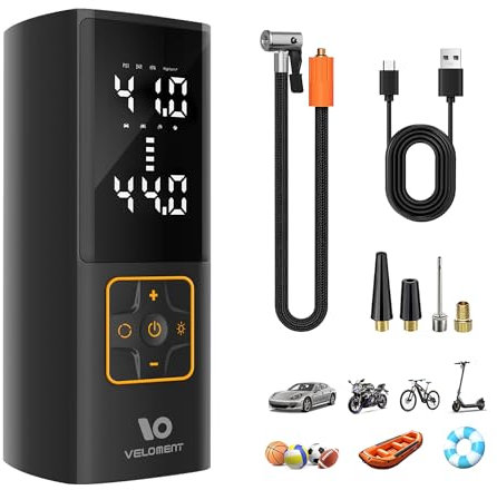 Tire Inflator Portable Air Compressor Auto Air Pump for Tire Car Accessories with Digital Pressure Gauge 3X Faster Inflation Rechargeable Air Pump for Car Motorcycle Bike Ball Power Bank LED Light