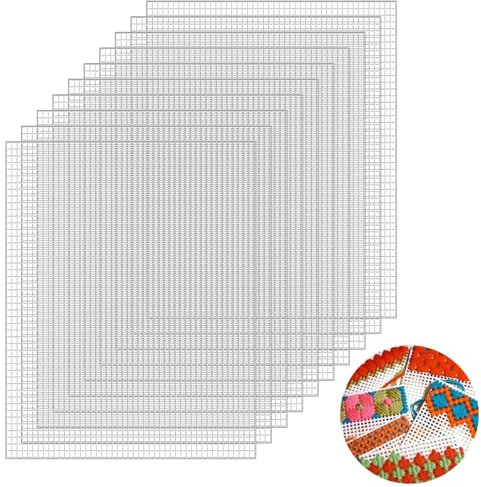 10pcs Plastic Mesh, 30x20cm Plastic Canvas Sheet, White Canvas Sheets for Crafts, Eye Mesh Cross Stitch Meshes for Crafting Knit and Crochet Projects
