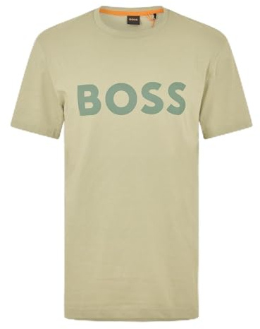 BOSS Mens Thinking 1 T-Shirt Signature Logo Short Sleeve Open Green XL