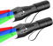 LIAISIMI 4 in 1 LED-Taschenlampe mit rot, grün, blau, weißes Licht, Wiederaufladbar,Multifunktionale Taschenlampe mit verstellbarem Fokus Wasserdichte Taschenlampet (2 Pack(Red+Blue+Green+White))