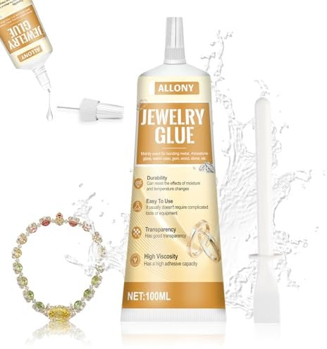 Allony Colla per Gioielli, Colla Multiuso Gioielli, Colla per Gioielli, Colla per Tessuti e Fai da Te, Colla per Brillantini Strass, Gioielli, Tessuti-100ml