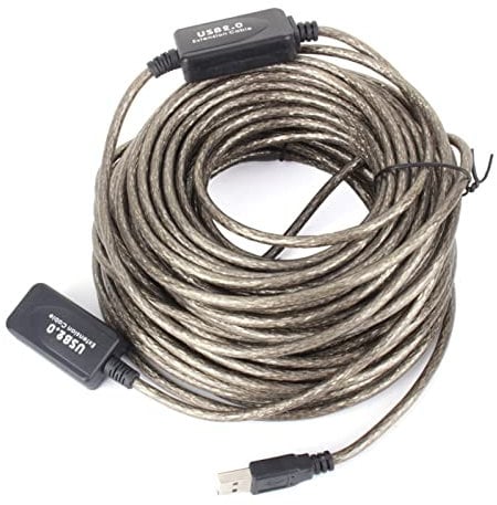 Câble D'extension USB 20M, Cordon D'extension D'amplificateur, Adaptateur D'extension intégré Noir pour Caméras