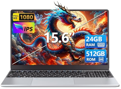 Ekonavi Portatile PC 15,6 pollici, 24 GB di RAM 512 GB SSD Celeron N5095 Notebook, Laptop 1920 * 1080 FHD Touch ID Dual-Band WiFi Win11 Pro, con tastiera retroilluminata full size