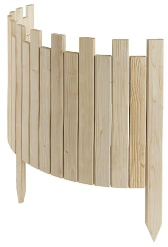 Floranica Bordo Aiuole Flessibile 100 cm x 40 cm Non Trattato Bordura per Giardino Recinzione per Giardino Bordino da Giardino Arrotolabile Staccionata in Legno