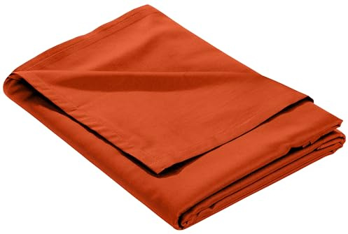 Bettwaesche-mit-Stil Mako-Satin Baumwollsatin Bettlaken ohne Gummizug Uni einfarbig (Bettlaken 240x280 cm, Orange)