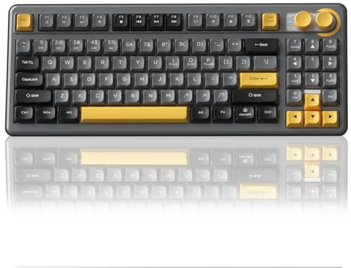 SOLAKAKA SK90 75% kabellose Gaming-Tastatur – 4000 mAh Tri-Mode (BT5.0/2.4G/USB-C) niedliche, cremige Gaming-Tastatur mit Nummernblock, Medienknopf, RGB-Hintergrundbeleuchtung, leise Tasten, leise