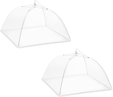 Paquete de 2 cubiertas de malla desplegable para tienda de campaña de 43 x 43 cm, cubierta de red grande para alimentos, para exteriores, fiestas, picnics, reutilizable y plegable