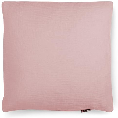 PinkZebra 30 x 30 cm Bio-Musselin Kopfkissenbezug, ÖkoTex Zertifiziert, Kopfkissenbezug aus 100% Organik Baumwolle, Musselin Kissenhülle, Bezug mit Reißverschluss, Made in EU, Altrosa