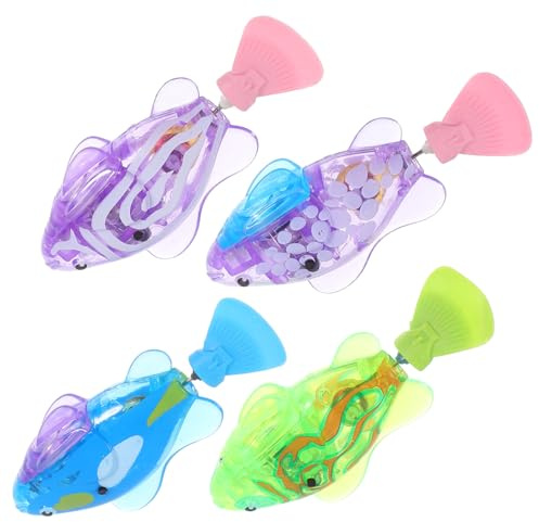 JOINPAYA 4stücke Elektrisches Schwimmendes Katzenspielzeug Led Für Interaktive Katzenförderung in Tiefseeblau Fluoreszierend Grün Gepunktet Und Gestreift Robust Aus Abs-Material Für Langanh