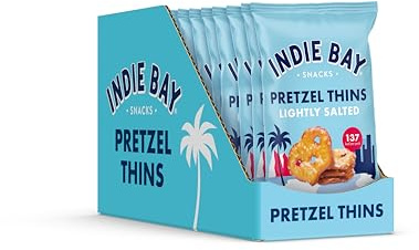 Indie Bay Pretzel Thins Impulse Packs, 12 x 35g – Healthy Baked Pretzel Crisps, Low-Calorie Crunchy Snack Packs