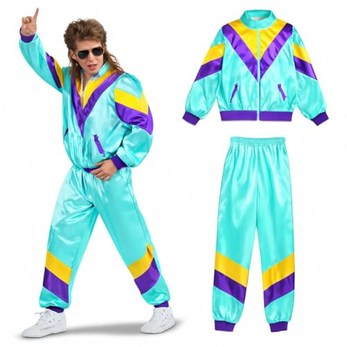 80er 90er Jahre Outfit Retro Bad Taste - Trainingsanzug Overall - Herren & Damen - Fasching & Karneval - Jogginganzug