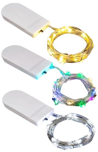 3 Stück Led Mini Lichterkette Mit Batterie 1m 10 Led, Lichterketten Weihnachtsbaum, Flexibel Dekorative Lichters Klein Wasserdicht Für Party Hochzeit Weihnachte Beleuchtung Lichters Flasche Dekoration
