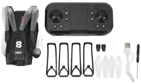 Tbest RC-Drohne mit LED-Licht, HD-Dual-Kamera, 50-fachem Zoom, Intelligente Hindernisvermeidung, Schwerkrafterkennung, Faltbarer Quadrocopter für Erwachsene, Anfänger
