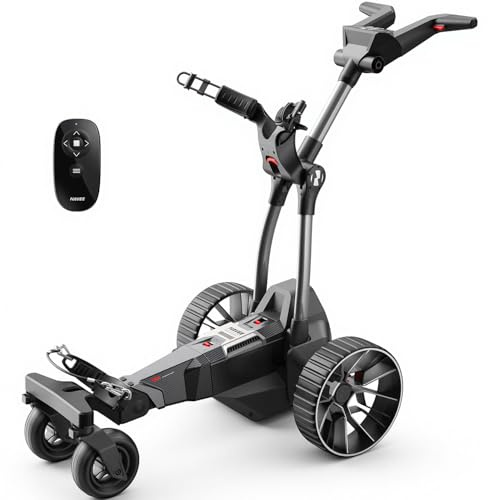 NAVEE Golf Trolley Elektrisch, Electro Golf Trolley Klappbar, Birdie 3X, Follow Me, Lithiumakku für 36 Loch, Dynamische Power-Hilfe mit KI-Steuerung, Dual Motor Bergabfahrbremse, IPX5 viel Zubehör