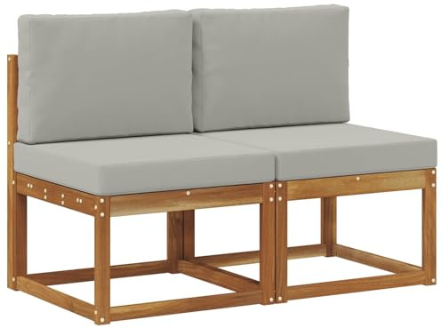 vidaXL 2 Stück Outdoor Mittelsofa Massivholz Akazie Natur, Balkonmöbel, modernes Akazienholz, langlebiges wetterbeständiges Design, vielseitig für den Außenbereich