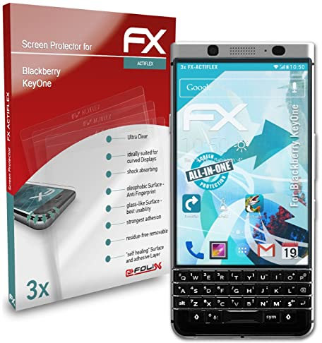 atFoliX Schutzfolie kompatibel mit Blackberry KeyOne Folie, ultraklare und flexible FX Displayschutzfolie (3X)