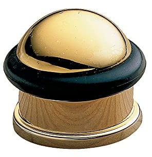 Amig - Dekorativer Stopper oder Halterung, goldfarben, mit rutschfestem Gummiband, schwarz, für Durchgangstüren, schützt Wände und Möbel, zum Anschrauben | Ø 30 x 14 mm