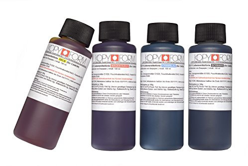 KOPYFORM Lebensmitteltinte 4x100ml Set (Schwarz, Gelb, Magenta, Cyan) für Canon-Drucker, z.B. G1501 (KOL110)