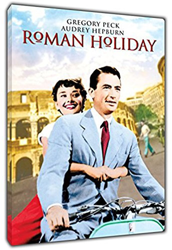 artsprints Gregory Peck Audrey Hepburn Roman Holiday Banner Druck auf Leinwand Bilder Wandkunst Heimdekoration fertig zum Aufhängen 30,5 x 20,3 cm - 18 mm Tiefe