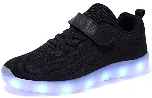 Nishiguang Kinder Jungen Mädchen LED Leuchten Schuhe USB Lade Blinken Turnschuhe Trainer Schwarz26