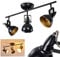 Deckenleuchte Tina, Deckenlampe aus Metall in Schwarz/Gold, 3-flammig, mit verstellbaren Strahlern, 3 x E14-Fassung, Spot im Retro/Vintage Design, ohne Leuchtmittel