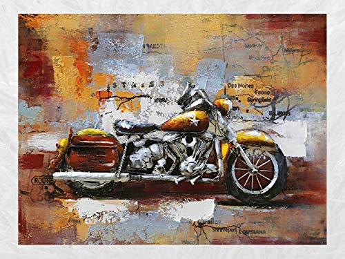 IDYL Metall-Bild mit 3D-Effekt | Moderne Kunst | Motorrad Shopper | 60 x 80 x 5 cm | Nr. 1305