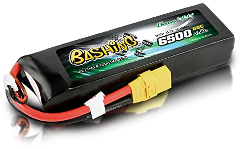Gens ace 3S Lipo Batterie 6500mAh 11.1V 60C 3S Bashing Batterie avec connecteur XT90 pour la Plupart des Voitures RC à l'échelle 1/8 1/10