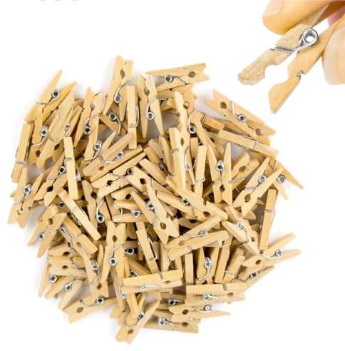 1000x Miniklammern - Größe 25 mm Mini Klammer Wäscheklammern Holzklammer aus echten Holz - für Fotowand & Basteln & DIY - Holzwäscheklammern