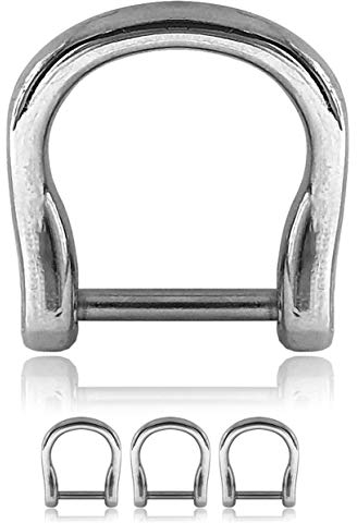 Ganzoo D - Ring mit Schraub-Bolzen aus Stahl, 3er Set, nachträglich montierbar, nichtrostend, Ideal mit Paracord 550, Farbe Silber
