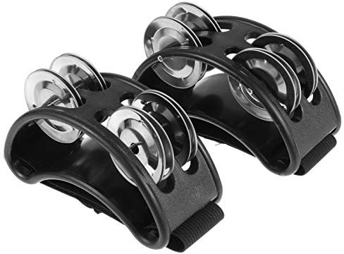MILISTEN 2pcs Foot Tambourine with Stainless Steel Jingles Foot Percussion Latin Percussion Foot Shaker Percussion Musical Instrument for Adults Kids Bongos Ties Congas Ties