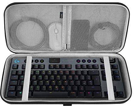 Geekria Tenkeyless TKL Tastaturhülle, Hartschalen-Reisetragetasche für 80% kompakte 87 Tasten Computer mechanische Gaming kabellose tragbare Tastatur (Zusätzlicher Speicherplatz)