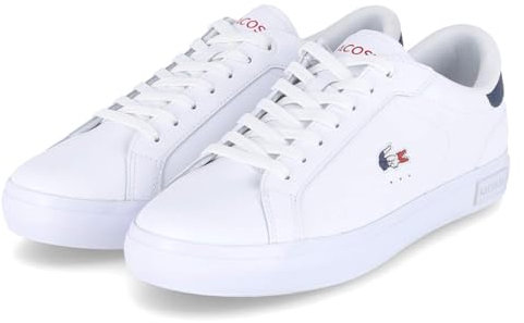 Lacoste Herren Low Sneaker POWERCOURT Weiß Glattleder, Farbauswahl:weiß, 9999-englisch-eu-mapping:44,5