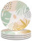 Haocoo Round Drink Coasters set of 4 - Absorbent Stone Coaster Set with Cork Base and Ceramic Stone, Decorative Cup Coasters for Kinds of Mugs and Cups…(Morandi Plants)