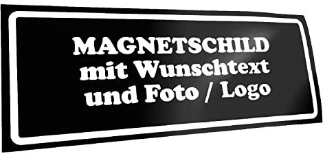 Kiwistar Magnetschild - mit Wunschtext und Foto individuell bedruckt - Werbung für Firma Büro personalisiert für Auto, KfZ LKW (schwarz, 30x10 cm)