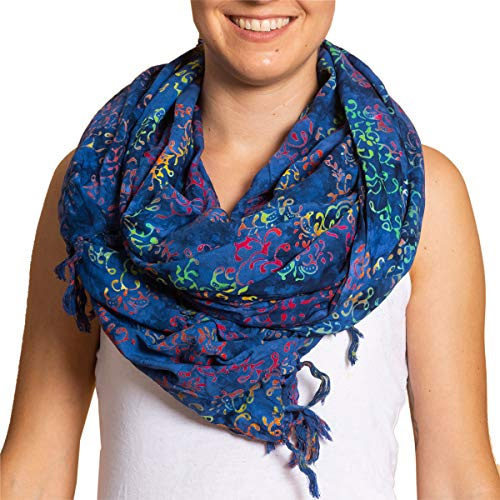 PANASIAM Batik Schal Damen & Herren - XXL Halstuch - großes Schultertuch | Handgefärbtes Unikat aus 100% Viskose, XL Stola - Mulitifunktionstuch auch Strandtuch, Pareo Tuch, Wickelrock & Strandkleid