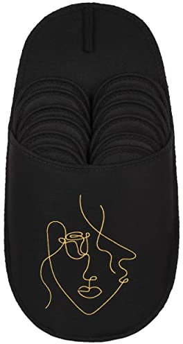 ONVAYA® Pantoufles en ABS | Visage Abstrait | Lot de 6 | Semelle Antidérapante | Chaussons d'Invité en Feutre | Taille 36-45