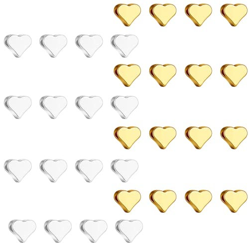 Vokowin 300 Pieces Heart Beads Heart Spacer Beads Small Hole Metal Loose Beads Heart Beads Flower Beads Flat Disc Beads Loose Beads for DIY Bracelet Jewelry Craft Making (K95-1)