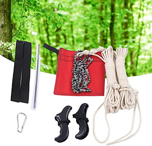 Catena di sopravvivenza per attività all'aperto, catena a mano, con corda, set per motosega e catena pieghevole su entrambi i lati