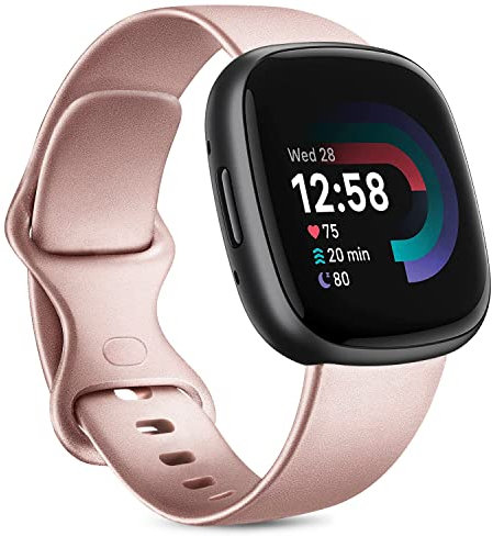 Vancle Cinturino compatibile con Fitbit Versa 4/Sense 2/Fitibit Versa 3/Sense per donne uomini, cinturino di ricambio regolabile per Fitbit Versa 4/Sense 2/Versa 3/Sense, Oro Rosa S