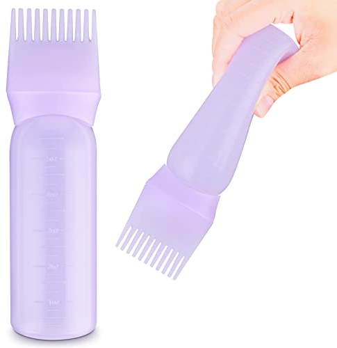 Sibba Bottiglia Applicatore Per Pettine Flacone Di Olio Capelli Da 6 Once 170ml Applicatore Di Flaconi Per Tinture Capelli Pennello Con Scala Graduata Pennelli Professionale Pettine Parrucchieri