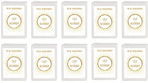 Herz & Heim® Taschentücher 10 x 10 in personalisierter Packung zur Hochzeit, verschiedene Motive Goldenes Konfetti