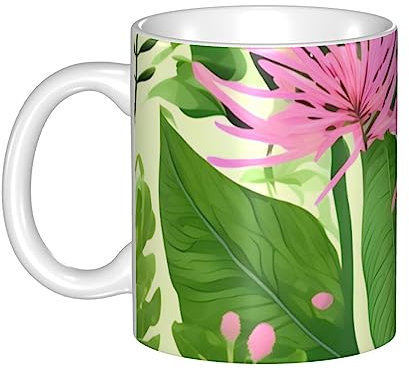 OCELIO Tazza da caffè in ceramica con fiori rosa, regalo per moglie, madre, regalo di compleanno, 330 ml, adatta per caffè, tè e cioccolata calda.
