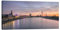 Posterlounge Düsseldorf Skyline bei feuerrotem Sonnenuntergang Leinwandbild von Michael Valjak 40 x 20 cm Wandbilder Wanddeko