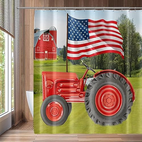 AALAYA USA Rideau Douche 180x180 cm Drapeau Rideau de Douche Anti Moisissure Polyester Imperméable Rideau Douche Rideaux de Douche Salle de Bain avec 12 Anneaux Crochets